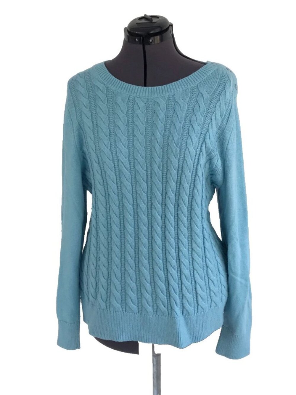 TALBOTS Light Blue Cable Knit Sweater, Size XL